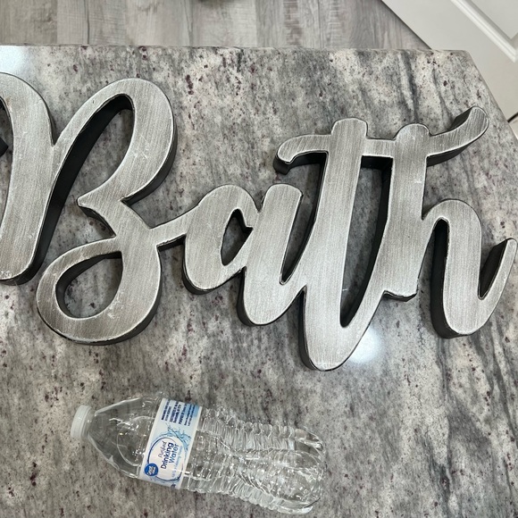 Other - Rustic Silver Metal 'Bath' Wall Sign - Home Bath Decor